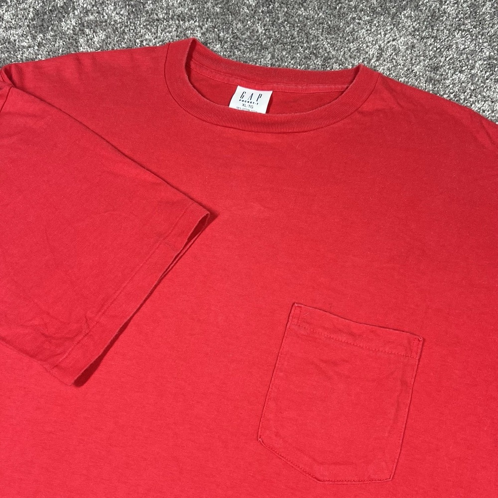 Vintage Gap Pocket T-Shirt Mens XL Faded Red Single Stitch Made in USA selvedge